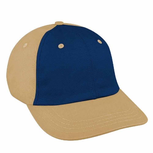 Navy-Khaki Canvas Leather Dad Cap