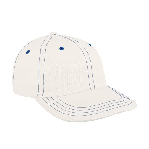 White-Navy Accent Stitch Unstructured Duck Leather Baseball Cap