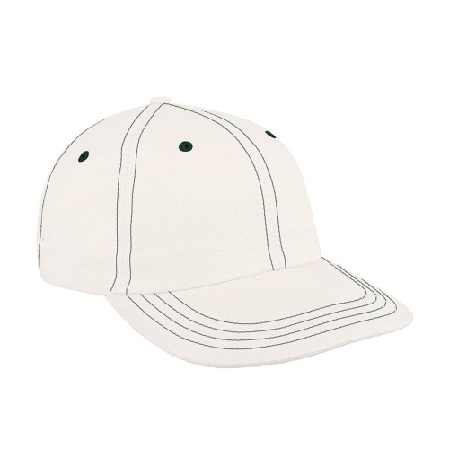 White-Hunter Green Canvas Self Strap Dad Cap