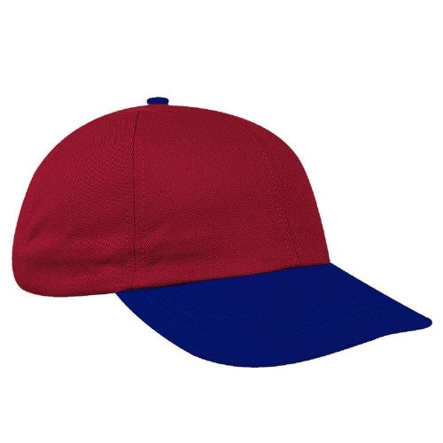 Red-Royal Blue Canvas Leather Dad Cap