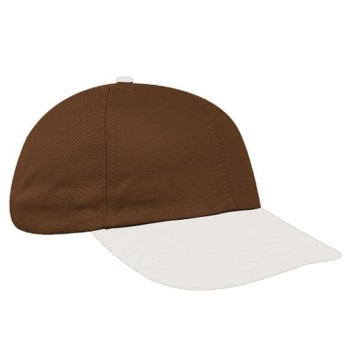 Brown-White Denim Velcro Dad Cap