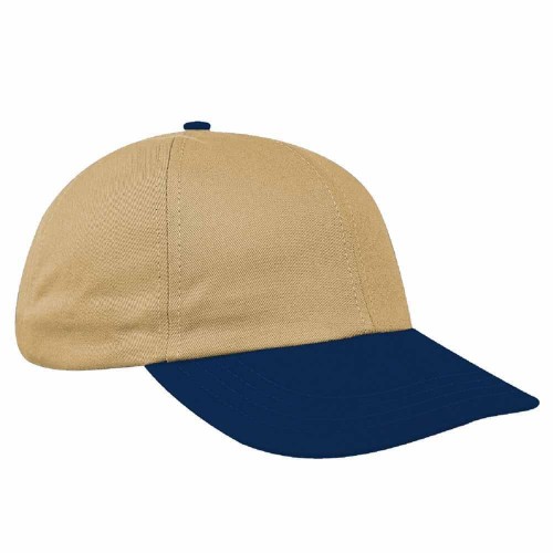 Khaki-Navy Canvas Leather Dad Cap