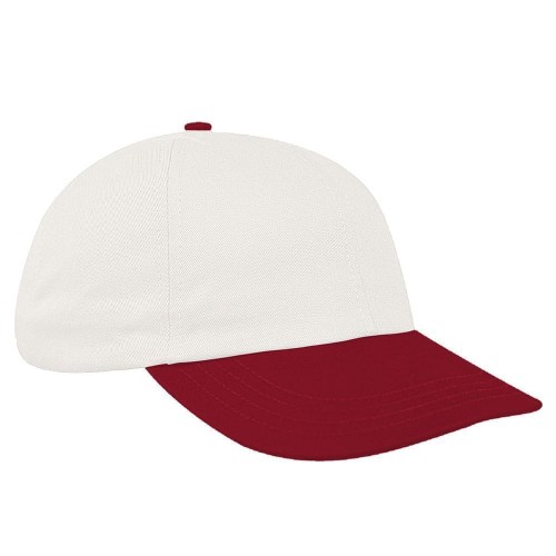 White-Red Canvas Leather Dad Cap
