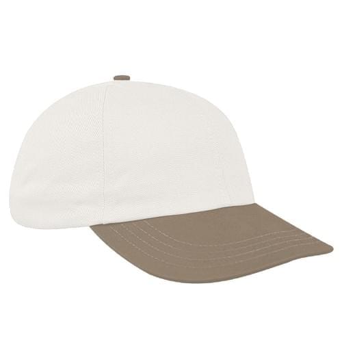 White-Khaki Denim Velcro Dad Cap