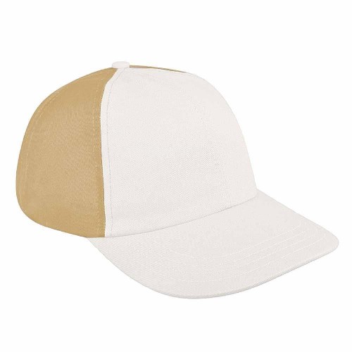 White-Khaki Canvas Snapback Dad Cap