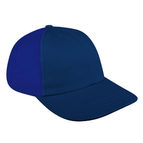 Navy-Royal Blue Canvas Leather Dad Cap Navy-Royal Blue Canvas Leather Dad Cap