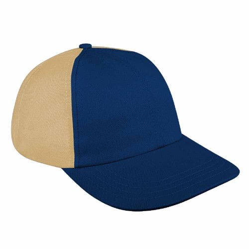 Navy-Khaki Canvas Leather Dad Cap