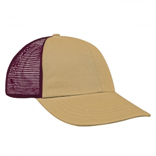 Khaki-Burgundy Meshback Velcro Dad Cap Khaki-Burgundy Meshback Velcro Dad Cap