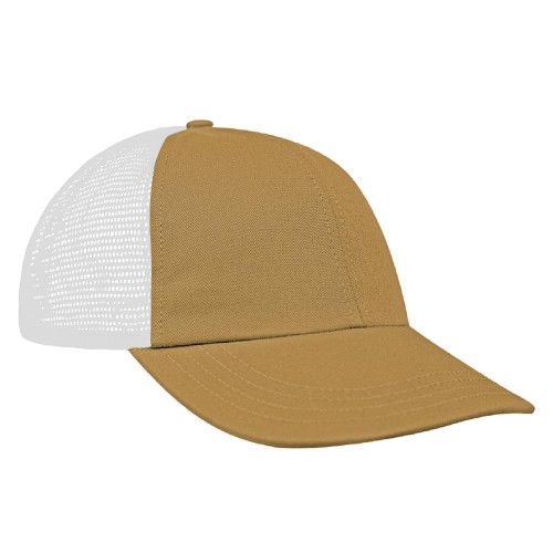 Khaki-White Meshback Snapback Dad Cap