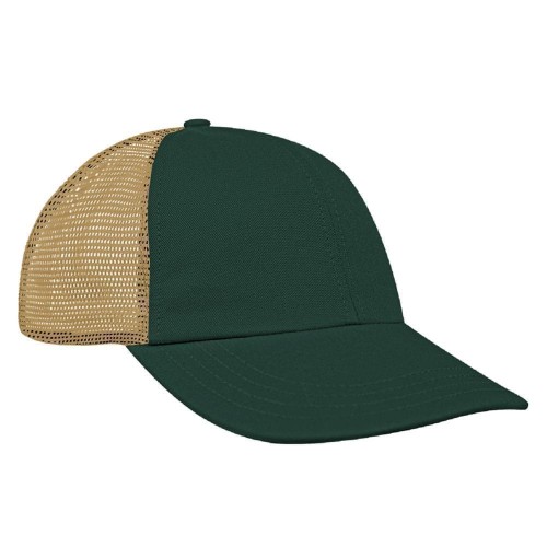 Hunter Green-Khaki Meshback Velcro Dad Cap
