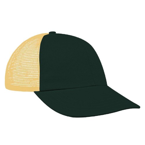 Hunter Green-Athletic Gold Split Unstructured Chino/Mesh Velcro Baseball Cap