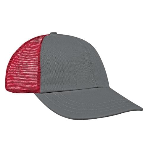 Light Gray-Red Meshback Slide Buckle Dad Cap