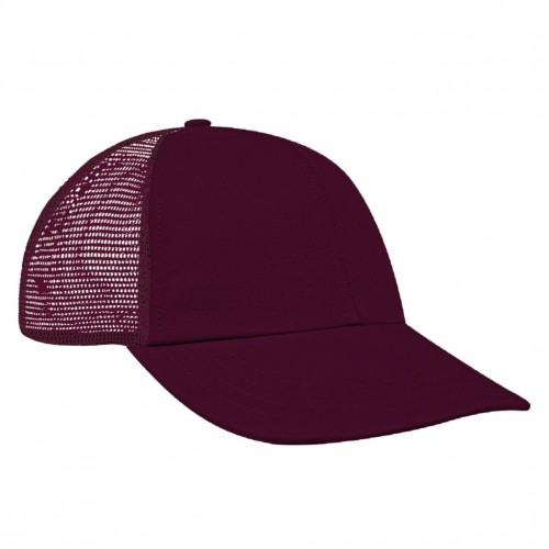 Burgundy-Burgundy Meshback Velcro Dad Cap