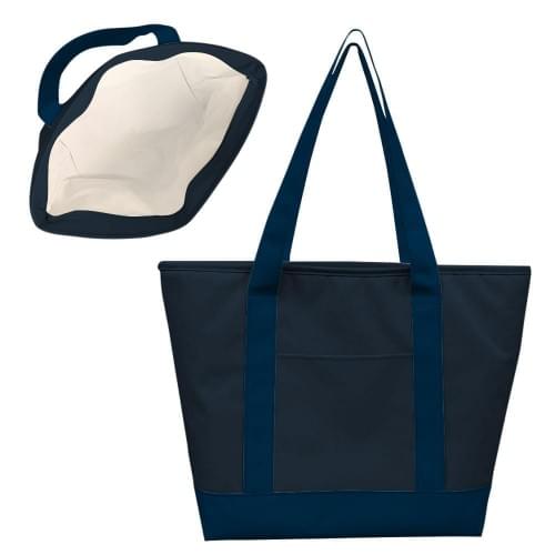 Deluxe Cooler Tote-600 D Poly-18W X 14W X 5D-Black/Navy