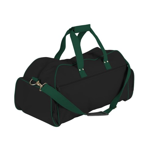 USA Made Nylon Poly Weekender Duffles, Black-Hunter Green, 8001017-AOV