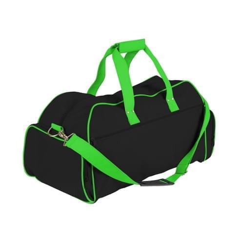 USA Made Nylon Poly Weekender Duffles, Black-Lime, 8001017-AOY