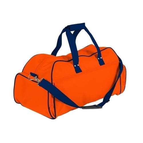 USA Made Nylon Poly Weekender Duffles, Orange-Navy, 8001017-AXI