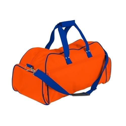 USA Made Nylon Poly Weekender Duffles, Orange-Royal Blue, 8001017-AXM