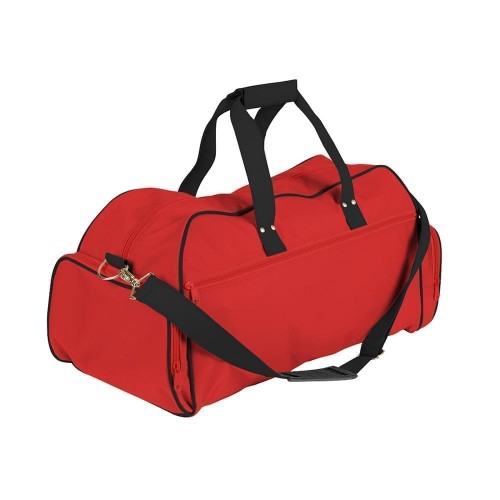 USA Made Nylon Poly Weekender Duffles, Red-Black, 8001017-AZC