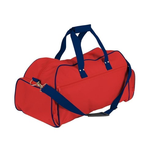 USA Made Nylon Poly Weekender Duffles, Red-Navy, 8001017-AZI
