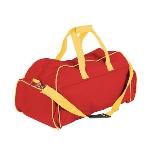 USA Made Nylon Poly Weekender Duffles, Red-Gold, 8001017-AZQ