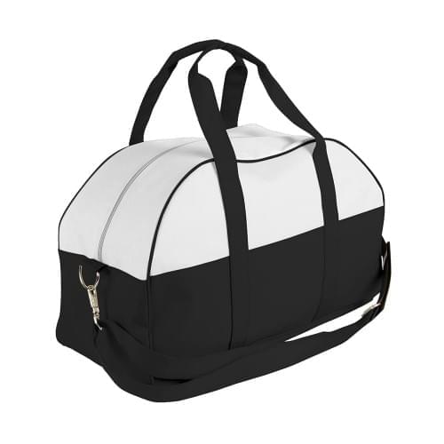 USA Made Nylon Poly Overnight Duffel Bags, White-Black, 8001306-A3R
