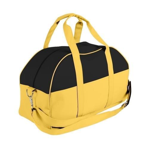 USA Made Nylon Poly Overnight Duffel Bags, Black-Gold, 8001306-AO5