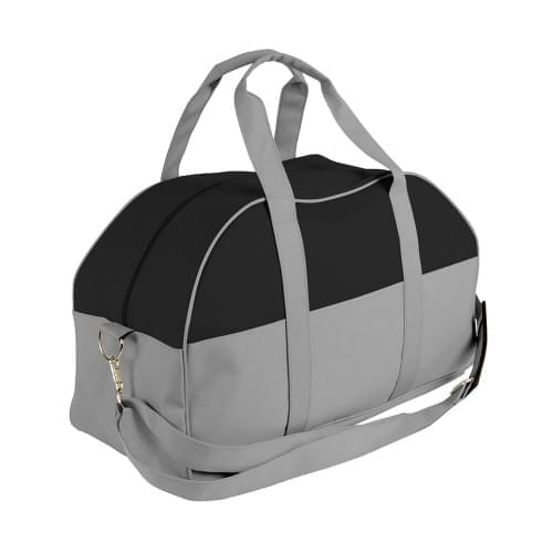 USA Made Nylon Poly Overnight Duffel Bags, Black-Grey, 8001306-AOU