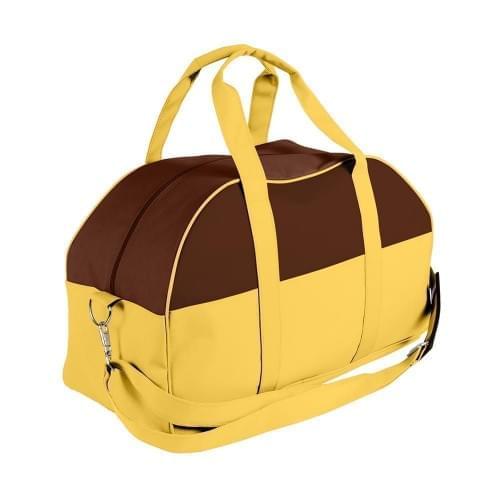 USA Made Nylon Poly Overnight Duffel Bags, Brown-Gold, 8001306-AP5