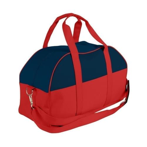 USA Made Nylon Poly Overnight Duffel Bags, Navy-Red, 8001306-AW2