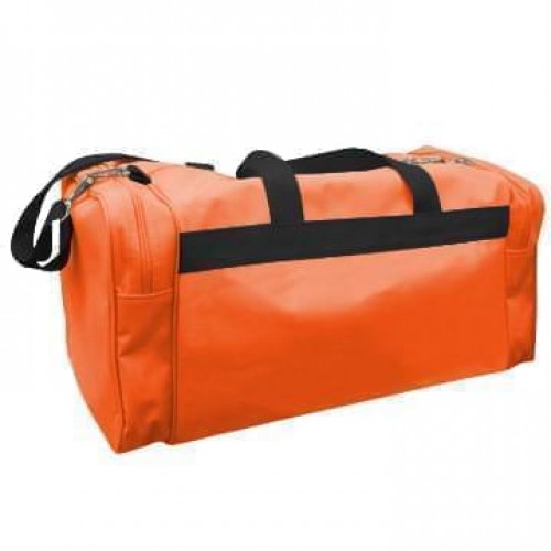 USA Made Poly Travel Carry On Duffels, Orange-Black, 8006729-02-AXR