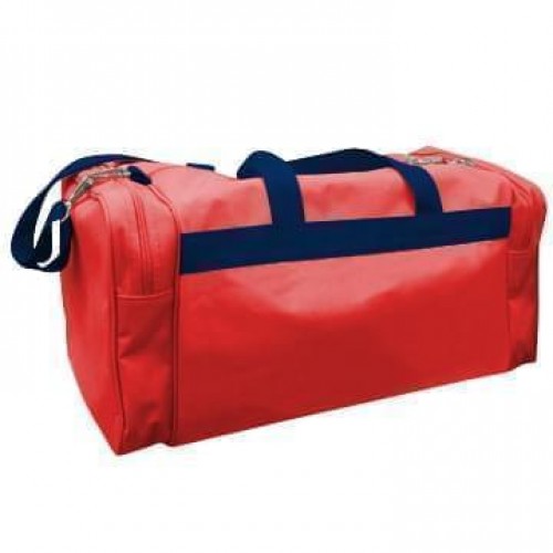 USA Made Poly Travel Carry On Duffels, Red-Navy, 8006729-02-AZZ