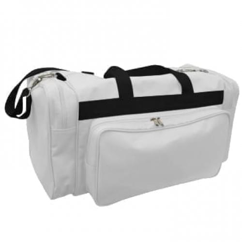 USA Made Poly Vacation Carryon Duffel Bags, White-Black, 8006729-A3R