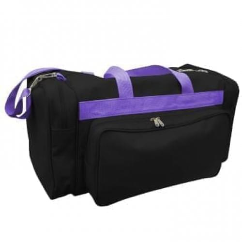 USA Made Poly Vacation Carryon Duffel Bags, Black-Purple, 8006729-AO1