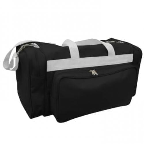 USA Made Poly Vacation Carryon Duffel Bags, Black-White, 8006729-AO4