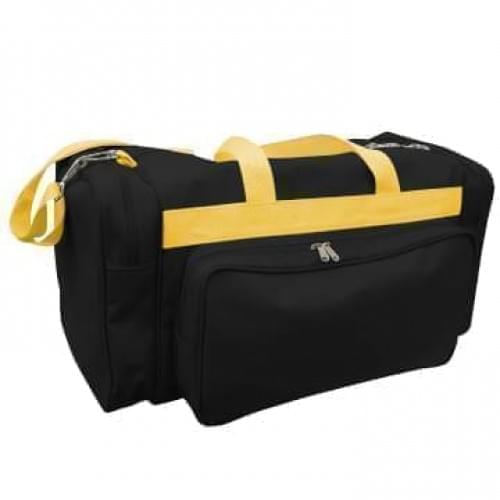 USA Made Poly Vacation Carryon Duffel Bags, Black-Gold, 8006729-AO5