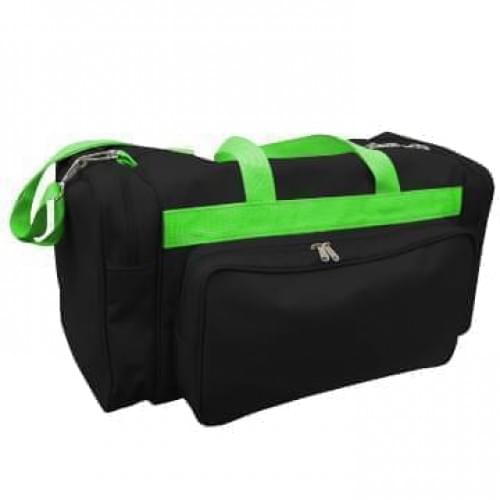USA Made Poly Vacation Carryon Duffel Bags, Black-Lime, 8006729-AOY