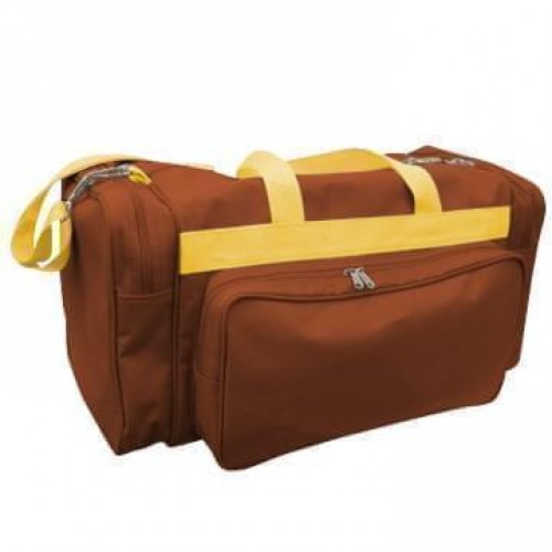 USA Made Poly Vacation Carryon Duffel Bags, Brown-Gold, 8006729-AP5 USA Made Poly Vacation Carryon Duffel Bags, Brown-Gold, 8006729-AP5