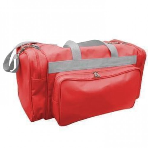 USA Made Poly Vacation Carryon Duffel Bags, Red-Grey, 8006729-AZU USA Made Poly Vacation Carryon Duffel Bags, Red-Grey, 8006729-AZU