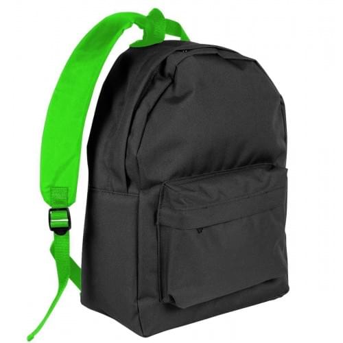 USA Made Nylon Poly Backpack Knapsacks, Black-Lime, 8960-AOY
