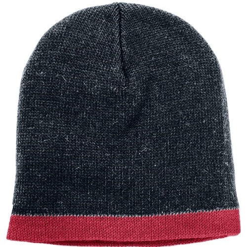 USA Made Knit Stripe Beanie Black Dark Red,  99B824-BLK-DRD USA Made Knit Stripe Beanie Black Dark Red,  99B824-BLK-DRD