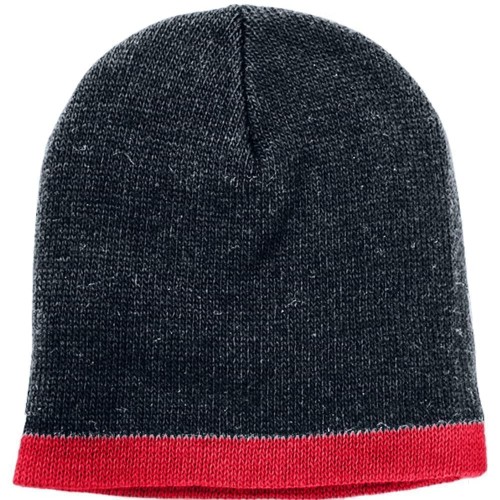 USA Made Knit Stripe Beanie Black Red,  99B824-BLK-RED