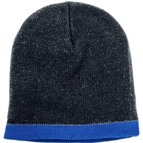 USA Made Knit Stripe Beanie Black Royal,  99B824-BLK-ROY