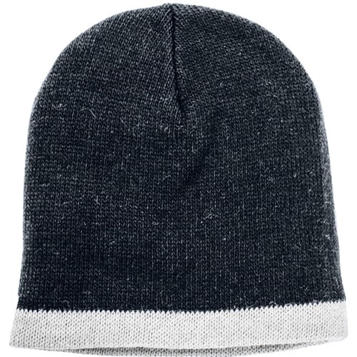 USA Made Knit Stripe Beanie Black White,  99B824-BLK-WHT