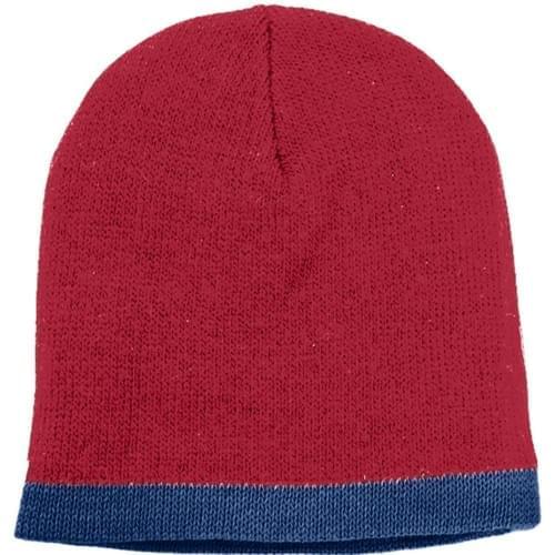 USA Made Knit Stripe Beanie Dark Red Navy,  99B824-DRD-NVY