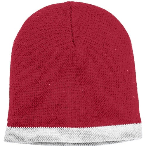 USA Made Knit Stripe Beanie Dark Red White,  99B824-DRD-WHT USA Made Knit Stripe Beanie Dark Red White,  99B824-DRD-WHT