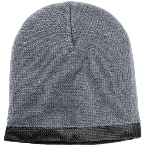 USA Made Knit Stripe Beanie Grey Black,  99B824-GRY-BLK