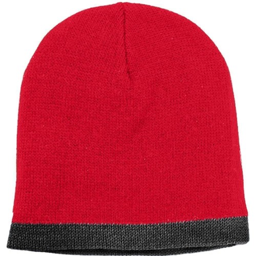 USA Made Knit Stripe Beanie Red Black,  99B824-RED-BLK