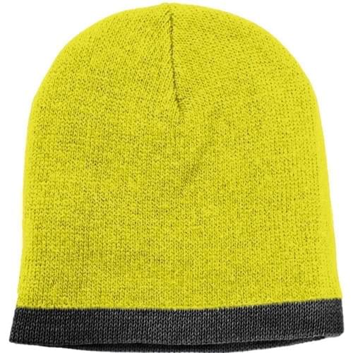 USA Made Knit Stripe Beanie Safety Yellow Black,  99B824-SYL-BLK
