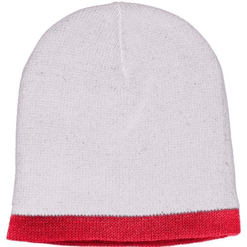 USA Made Knit Stripe Beanie White Red,  99B824-WHT-RED USA Made Knit Stripe Beanie White Red,  99B824-WHT-RED